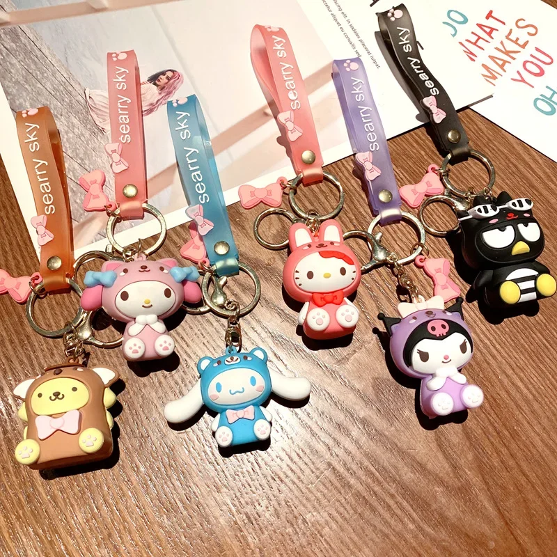 

Sanrio Student School Bag Decorative Keychain Jade Dog Kuromi Car Key Accessories Convenient To Carry Children's Surprise Gifts