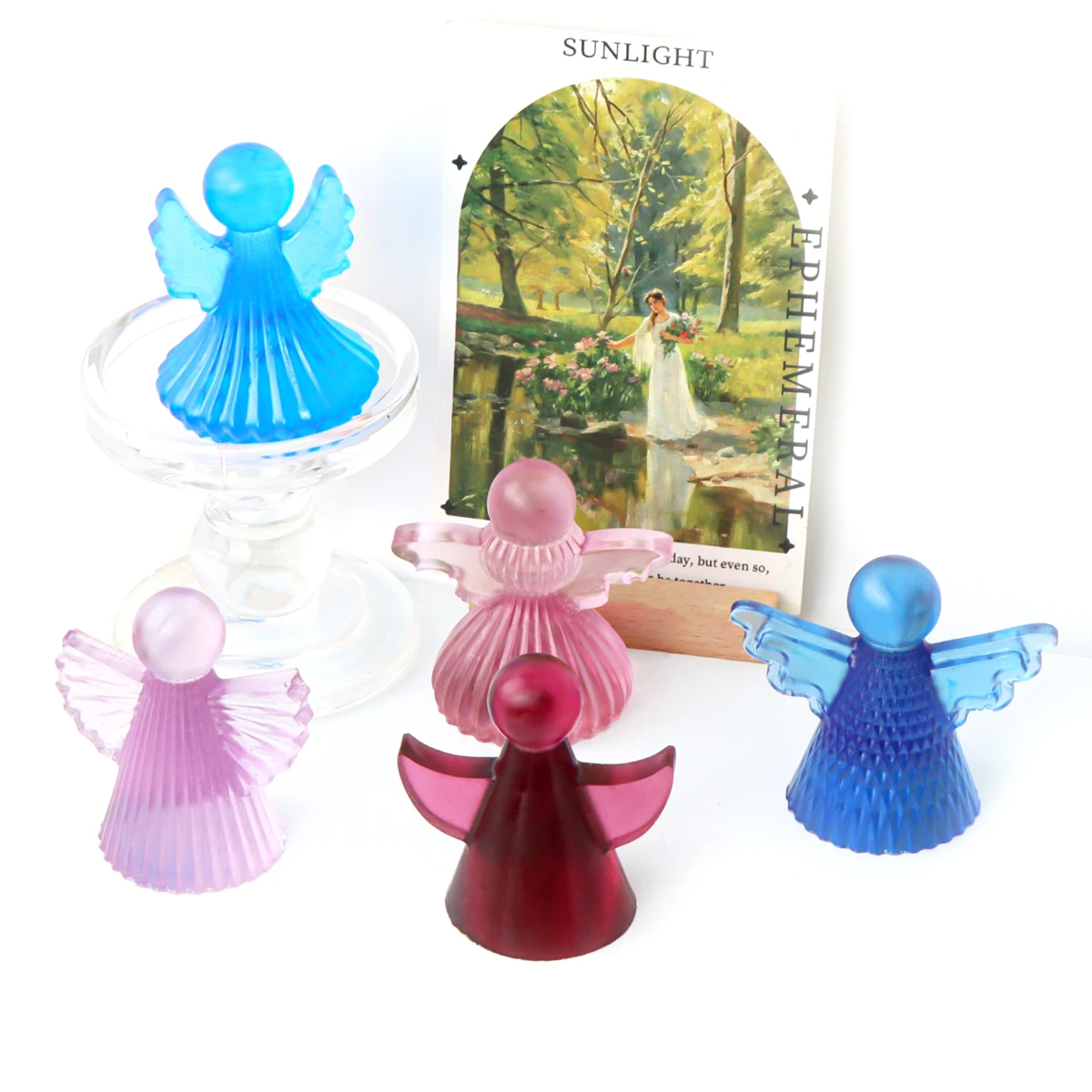 3D Angel Crystal Drops Glue Candle Mold Handmade Simple Angel Resin Casting Mold Soap Plaster Making Tool Home Decor