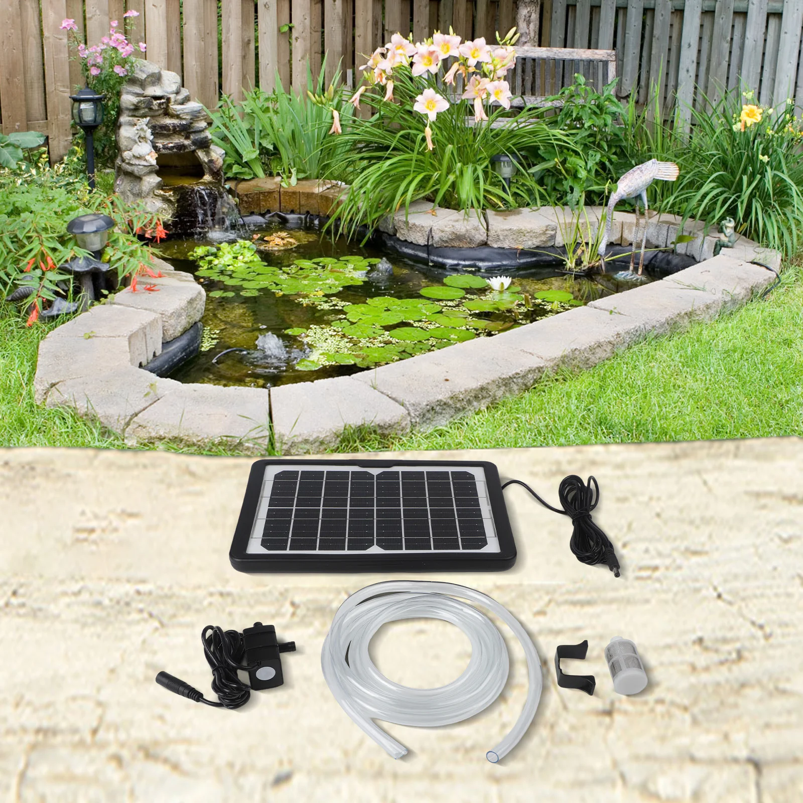 

6W9V WithBracket Solar Submersible Pump Fish Tank Rockery Water Submersible Pump Home Improvement Solar Power Supplies