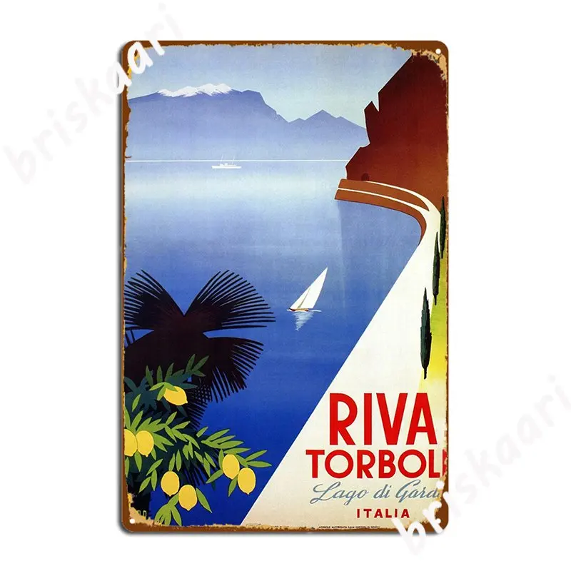 Travel Italy 1920s Lake Garda Riva Torbole Gardesana Advert Metal Sign Custom Wall Cave Wall Decor Tin Sign Poster