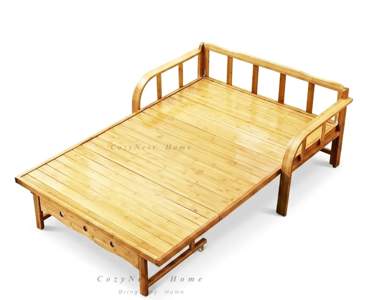 For Bamboo sofa bed dual-purpose foldable double lunch break household living room small apartment office single leisure
