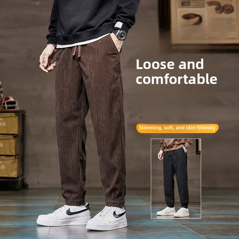 

Thiened Fce мужские осенне-зимние модные свободные американские ретро подростковые спортивные штаны с эластичной резинкой на талии и манжетами молодежные модные Sle