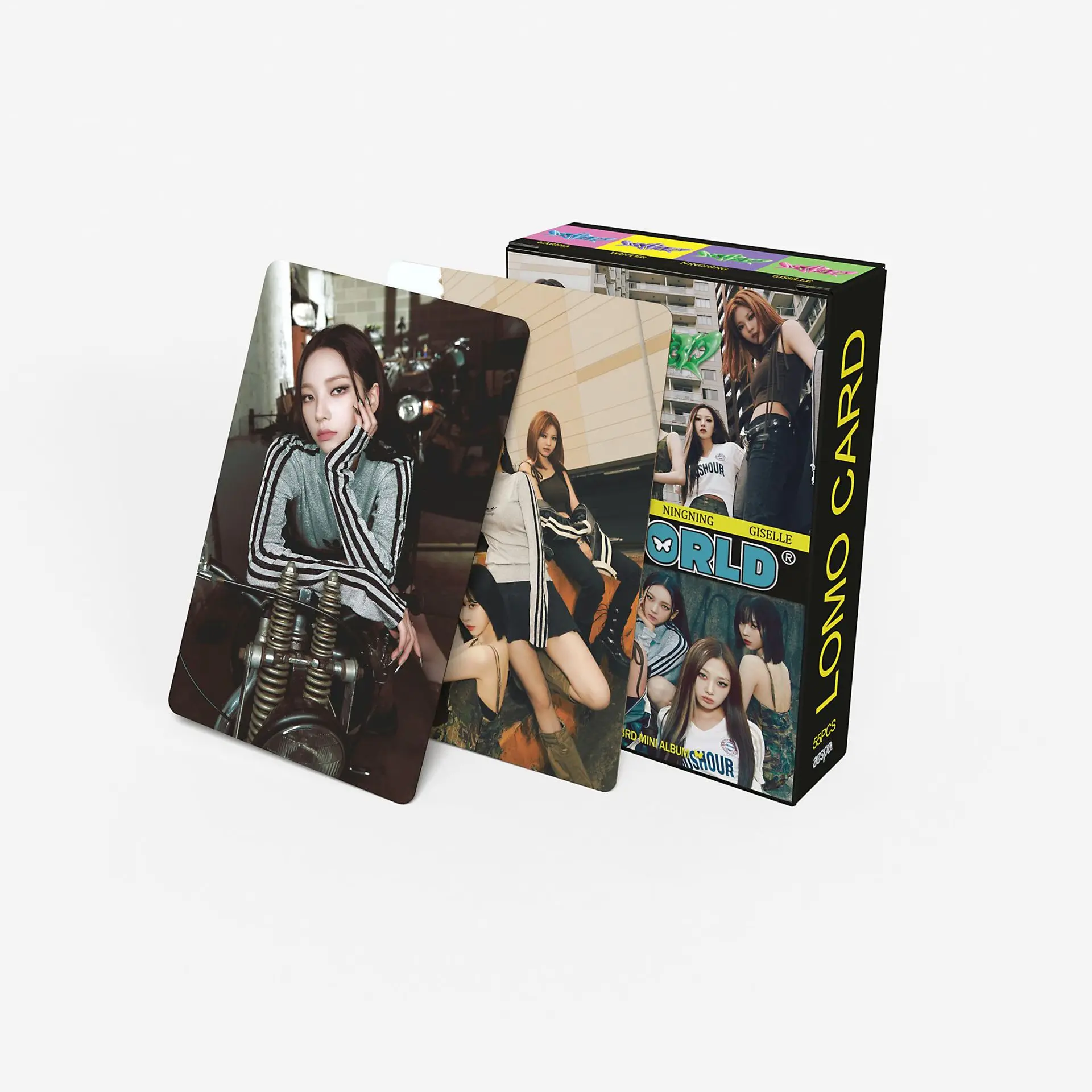 55 cartes d'album de groupes de K-pop pour filles 'MY WORLD' – Cartes Lomo, collection de marchandises de célébrités, mini-cartes, cartes de soutien pour les fans