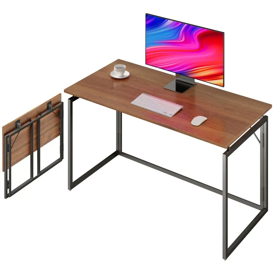 

Desk 31.5 Wood Top Foldable Desk for Small Spaces No Assembly Required Compact Desk for Home Office, Writing, and S Customizable