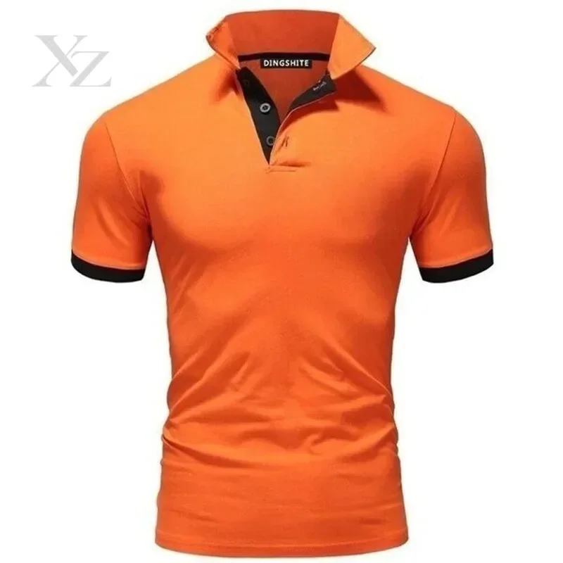 Men's Cotton Polo Shirt Solid Color Casual Breathable Golf Tennis Tee Brand Plus {}