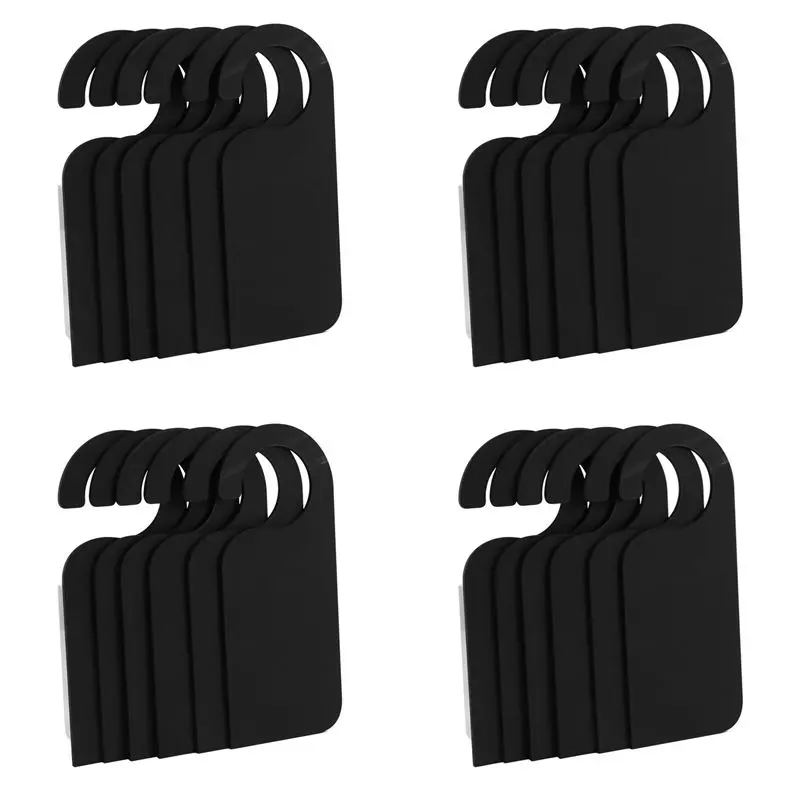 AT19-24 Pcs Wooden Door Sign Hanger Mini Double-Sided Wood Blackboard Chalkboard Message Notes Memo Board Black