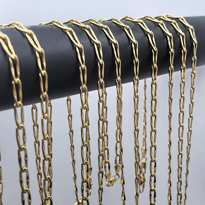 عقد ذهب 24 بوصة 4 ملم سلسلة فيجارو للرجال والنساء إكسسوارات مجوهرات عصرية