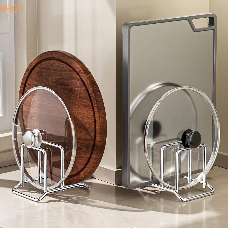 *Soporte para tapas de ollas de acero inoxidable, soporte para tablas de cortar, soporte de almacenamiento para tablas de cortar de cocina, soporte para tablas de cortar de verduras para encimera