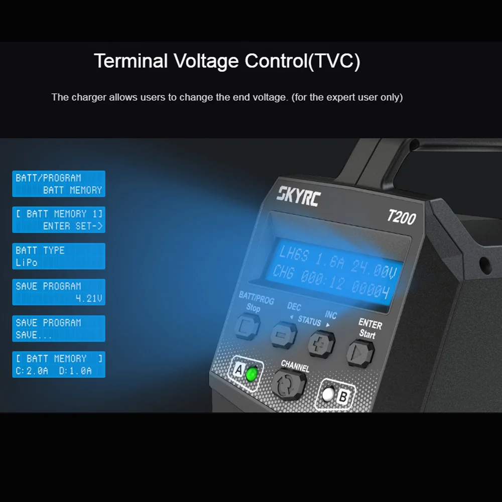 Skyrc t200 carregador de equilíbrio 12a 100w dupla xt60 plug 10w descarregador para lipo li-ion lihv vida nimh nicd pb bateria agm modos frios