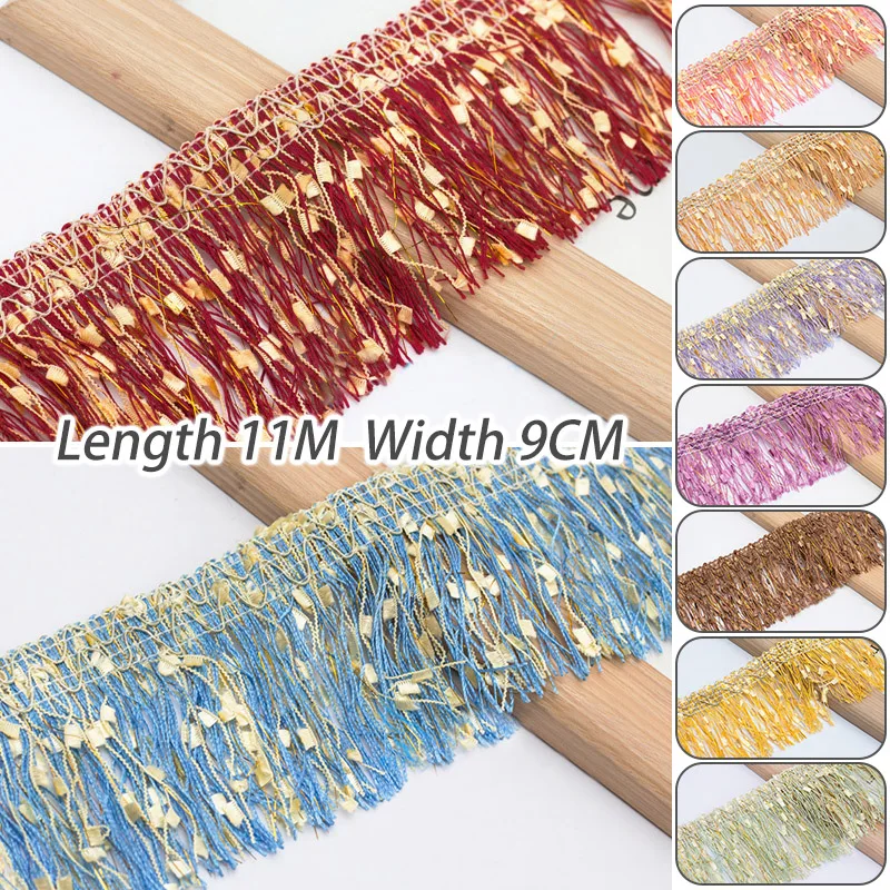 

11M Curtain Tassel Fringe Trimming 9cm Width Curtain Sofa Lamp Decoration Lace Trim For Sewing DIY Accessories Tassel Upholstery