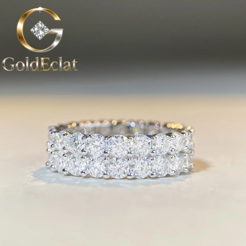 

Кольцо GoldEclat класса люкс из белого золота и платины PT950 с муассанитом для мужчин и женщин, полный комплект, цвет D, цельное кольцо