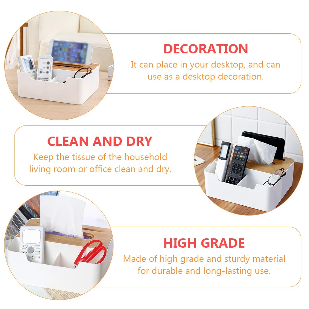 

1pc Desktop Tissue Box Storage Organizer Modern Napkin Holder White Household Towel Container Case For Home Office Decor