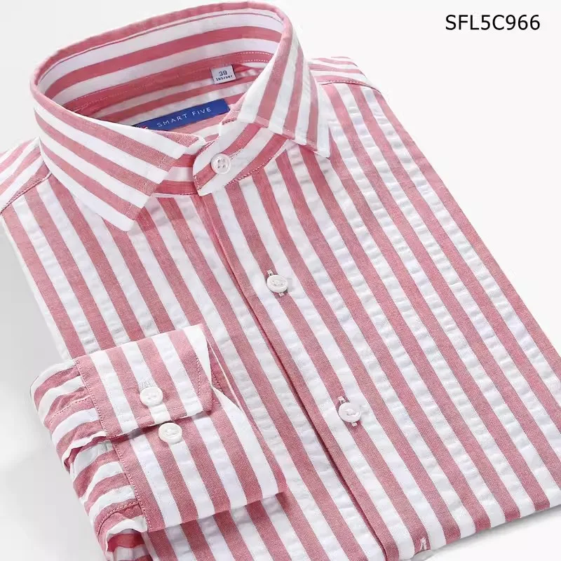 

Smart Five Windsor Collar Striped 100% Cotton Long Sleeve Mens Dress Shirt Slim Shirt Men Red Wedding Tuxedo Shirts Chemise