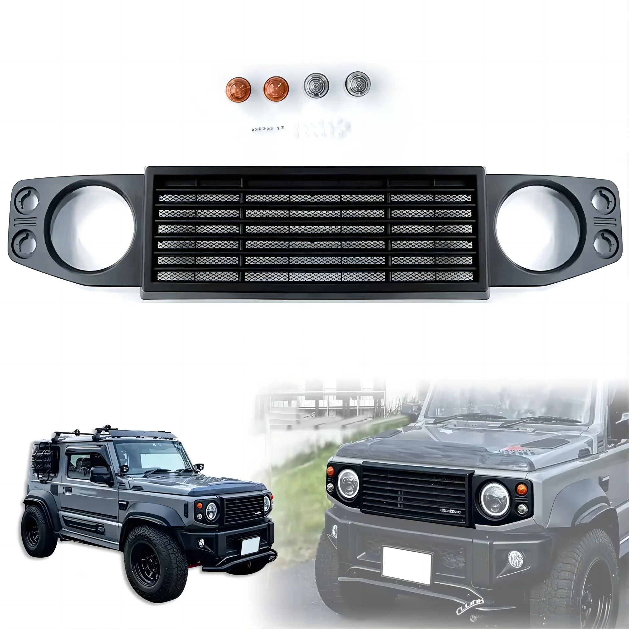 Jimny JB64 JB74 2019-2023 Car Grill LITTLE D Racing Grills ABS Defender Style Mesh Front Grille Cover  Accessories