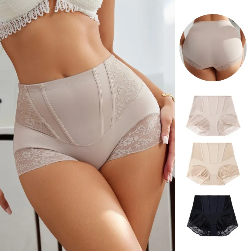 WarmSteps 3PCS vrouwen Shaper Slipje Hoge Taille Kant Sexy Lingerie Buikspanner Vrouwelijke Slips Visgraat Taille SlimmingHot