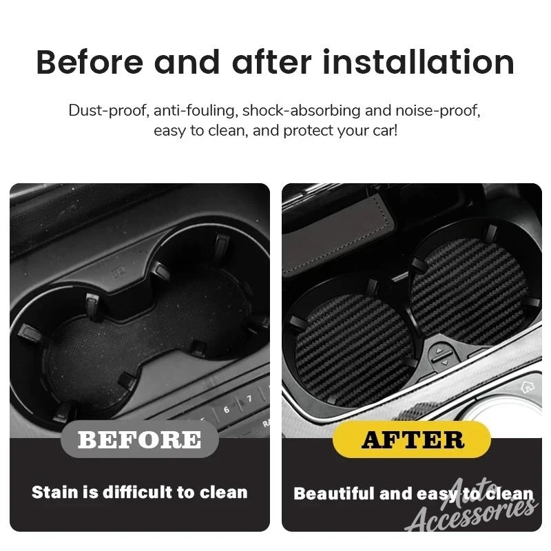 Carbon Fiber Car Logo Anti-slip Water Cup Pads Anti-noise Coaster Mat For BMW M E46 E90 E60 F10 F30 E39 E36 F20 E87 G30 E92 E91 - view 6