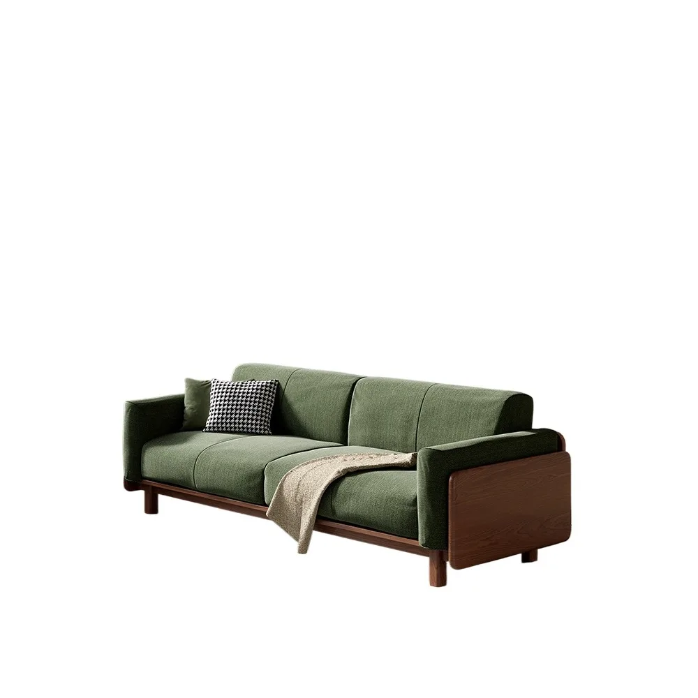 

Ash wood solid wood fabric sofa, living room modern simple small apartment home