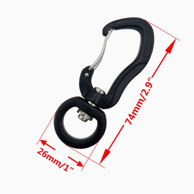 ISURE MARINE Aviation Aluminum Mountaineering Buckle Multi Functional With Rotating Ring High Strength Black Outdoor Keychain