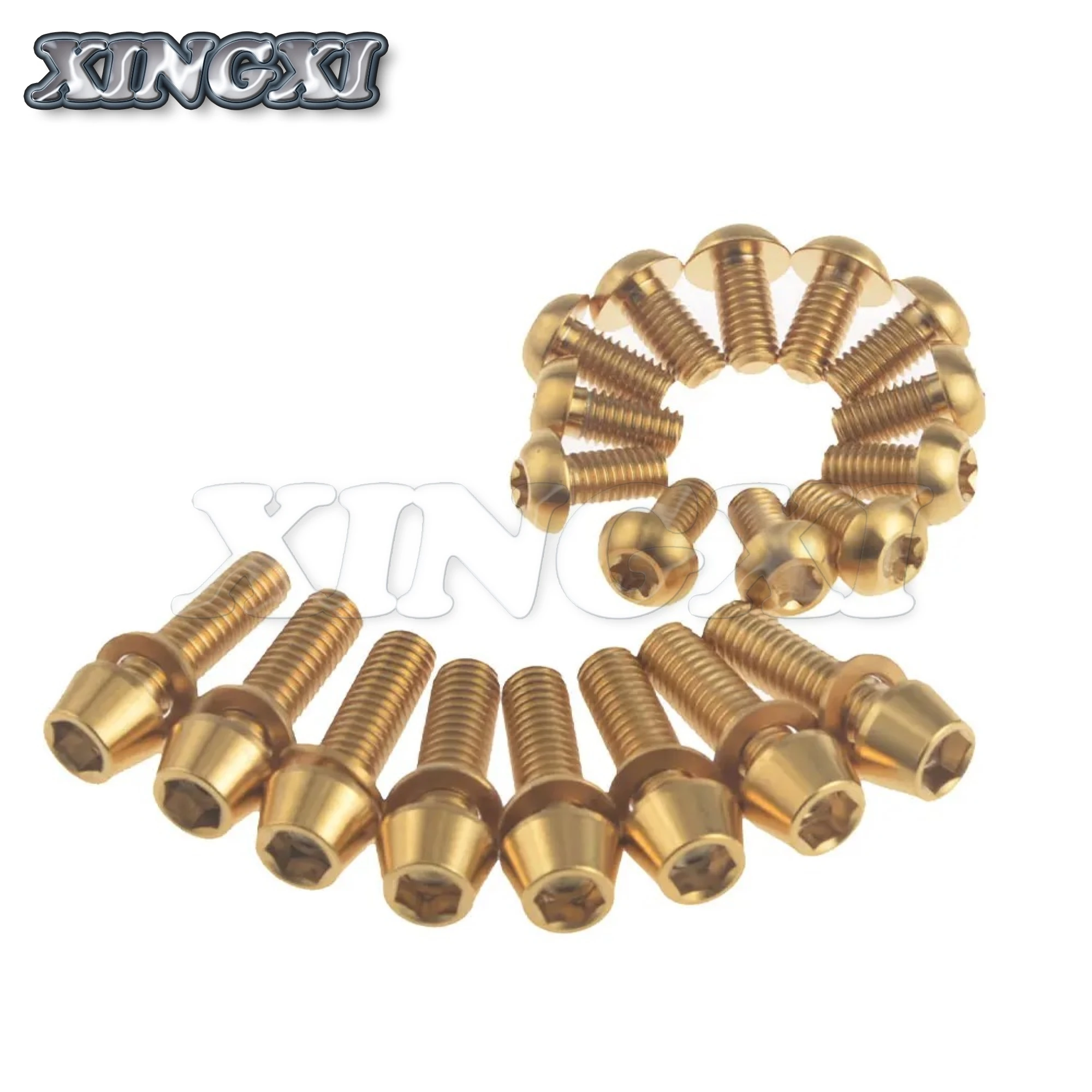 Xingxi 1Sets /28Pcs Titanium Ti Bolts M6x20mm Taper Head Bolt & M6 Washers & M5x10mm Disc Brake Bolts