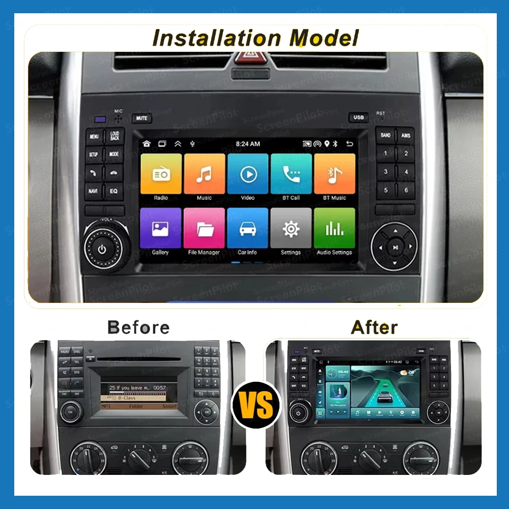 Android 16 Car For Mercedes Benz B Class A180 A160 B200 B150 B170 W245 W639 W906 W169 Viano Vito Sprinter 7inch GPS Navigation