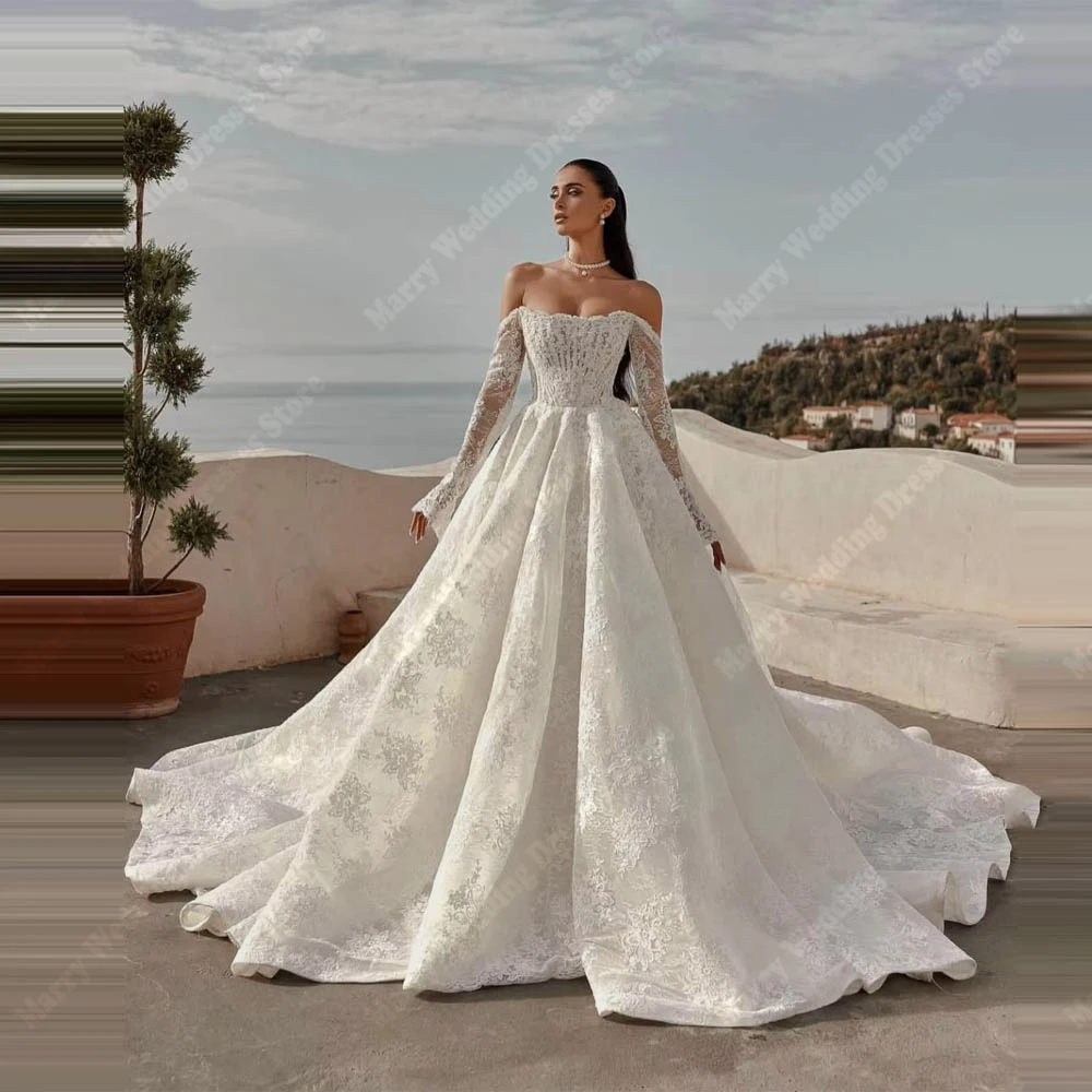 

Generous A-Line Women's Wedding Dresses Off The Shoulder Lace Appliques Bridal Gowns Princess Vestidos De Novia 2026 Customized