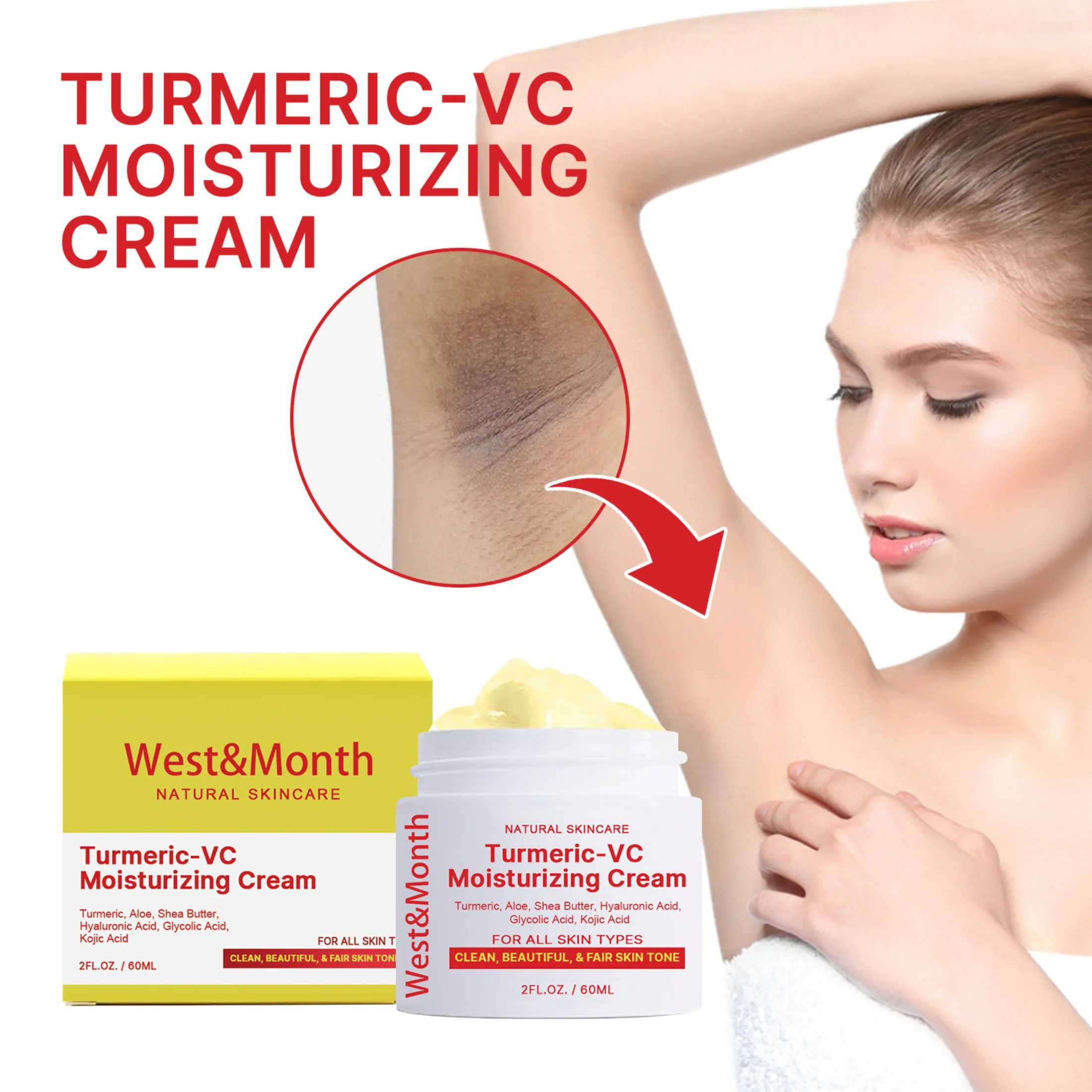 Intimate Skin Lightening Cream for Body Bikini and Sensitive Areas Turmeric Skin Whitening Cream Dark Spot Corrector