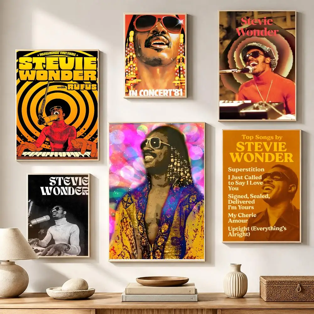 Music Singer Stevie Wonder Poster High-definition waterproof stickers, suitable for home décor, gifts, and holiday decorations