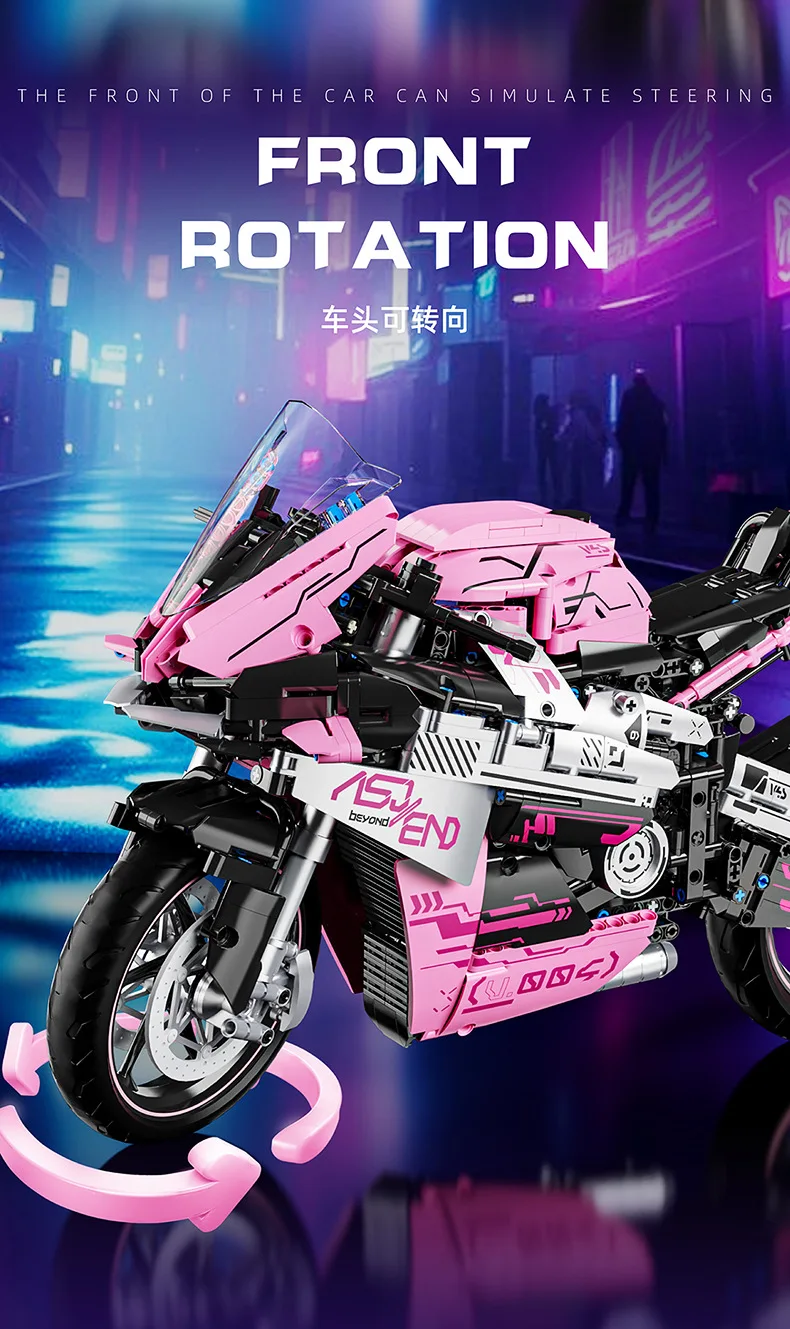 Technischer 1:5-Motorrad-Bausatz, italienische Streetfighter V4S-Motorradmodelle, Bausteine, Spielzeug, Sammlung für Jungen. – Detail 4
