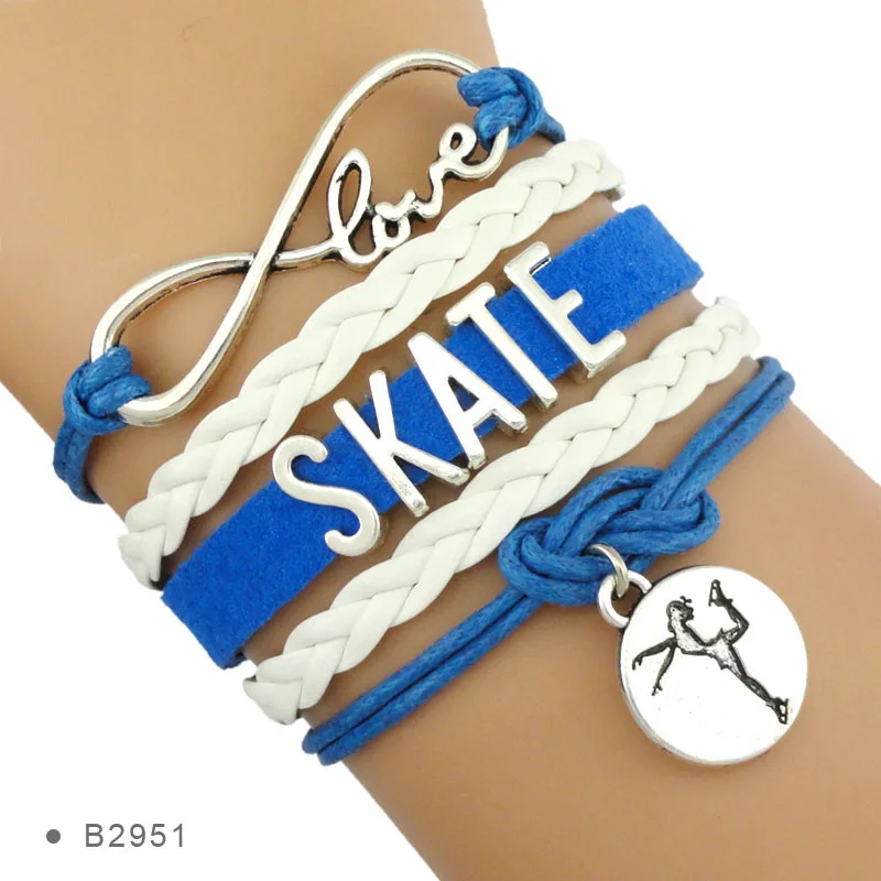 Figure Skating Skate Bracelets Infinity Love Sport Charm Handmade Jewelry Women Girl Drop Shipping Gift