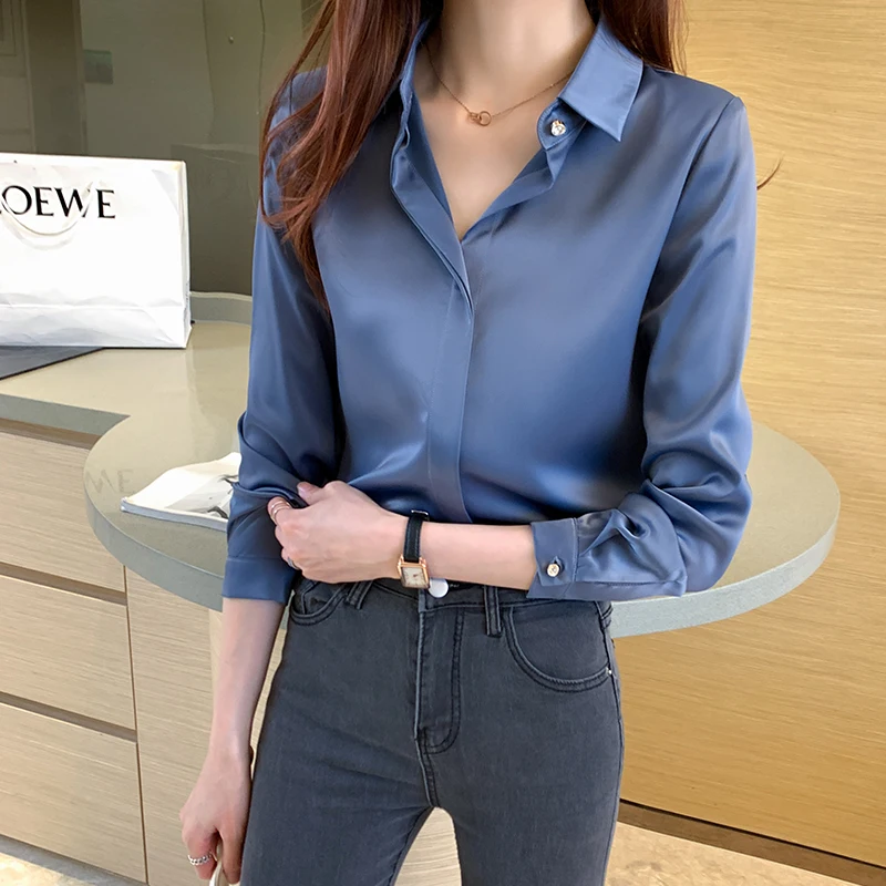 Korean Fashion Women\'s Blouses New Long Sleeve Top Black Shirt 2023 Casual Shirts and Blouses Solid Women Clothing Vintage Shirt