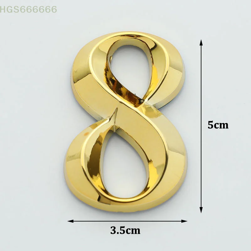 

1 pcs 5cm creative golden door number ABS injection molded electroplated plate hotel room number plate number