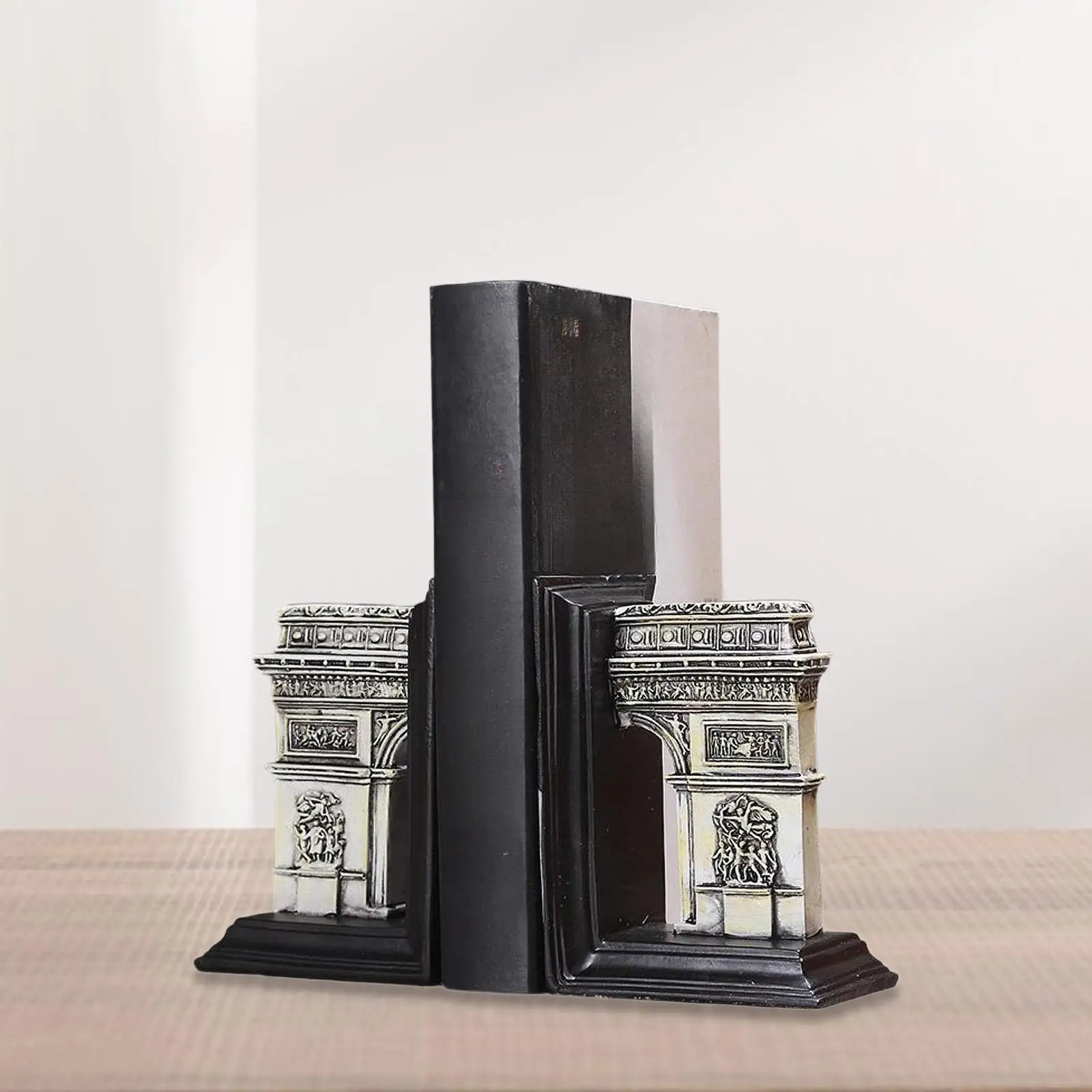 2Pcs Book Stoppers Stand Book Support Non Skid Desk Decoration Arch of Triumph Bookends for School Home Office Organizer Library