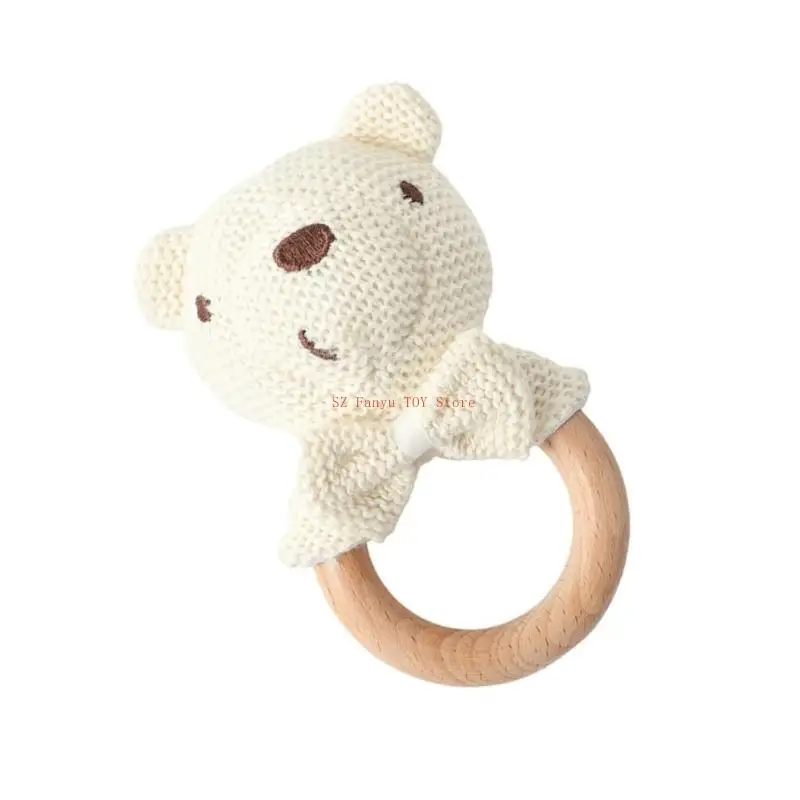 

96GC Handmade Crochet Infant Rattle Knitted Teether Toy Enhances Development for Newborns and Teething Baby