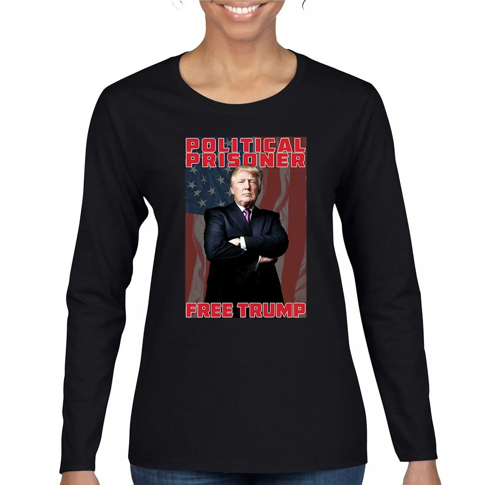 

Free Trump 47 Political Prisoner Women's Long Sleeve T-shirt MAGA America First