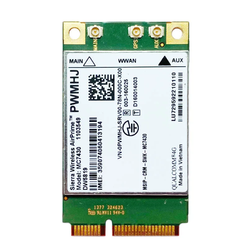 MC7430 LTE 4G Module DW5819  FDD-TDD LTE CAT6 HSPA+ GNSS WWAN Card USB 3.0 MBIM interface PCIe mini 4G Card