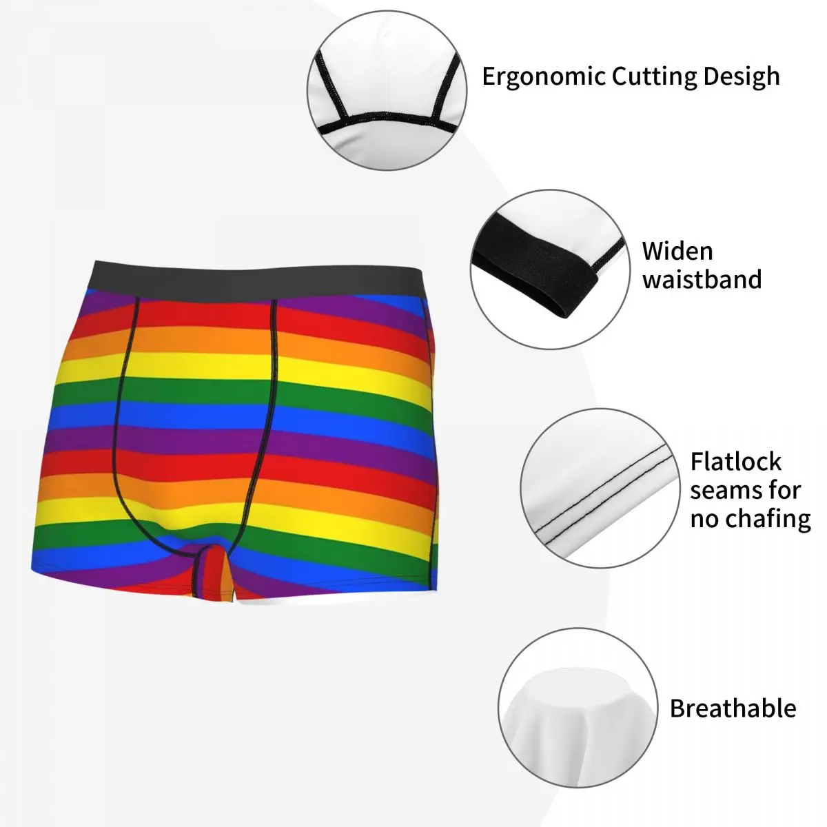 Boxer Underpants Shorts Rainbow Flag Gay Pride Panties Men's Ventilate Underwear for Homme Man Boyfriend Gifts