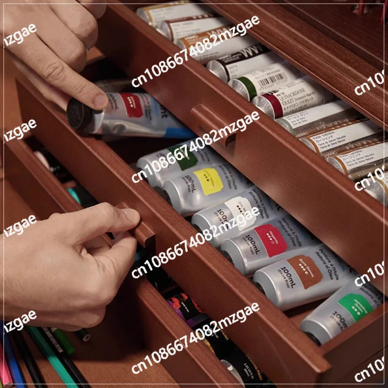 Solid wood storage, brushes, brush shelves, special painting tools for art students,Italian classical professional desktop large