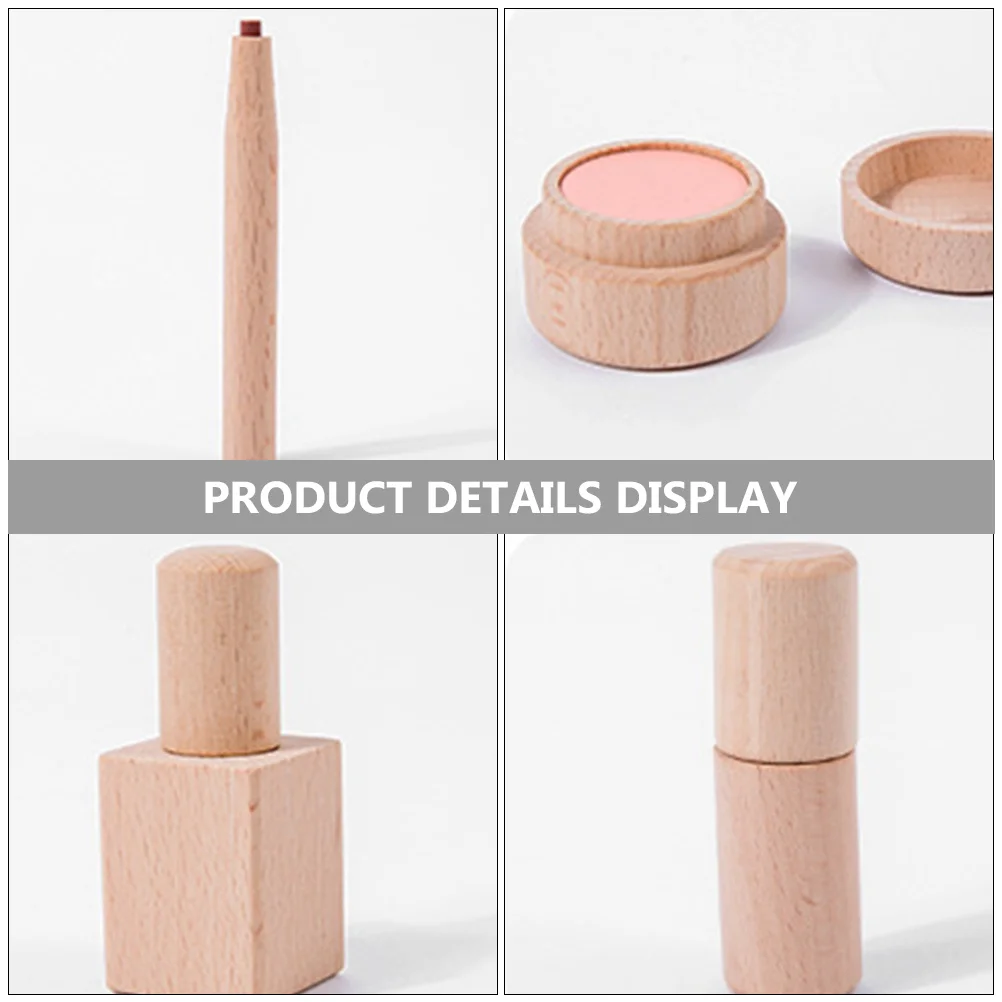 

1 set 1 Set Wooden Makeup Set For Pretend Kids Makeup Kit Pretend Salon Playset Wooden Cosmetics