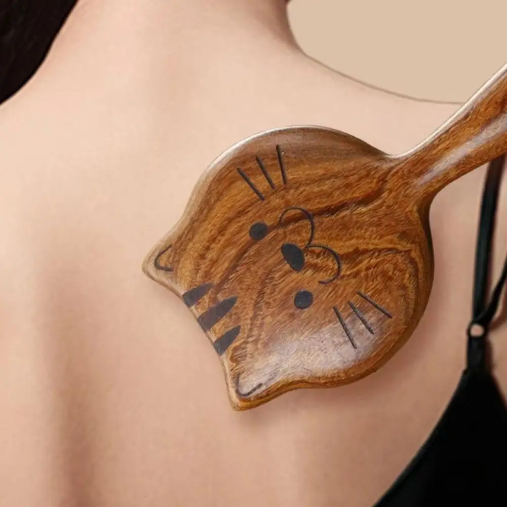 Gold Thread Sandalwood Detangling Brush Massage Comb Creative Cartoon Cute Cat Long Hair Comb Home Use Thick Tooth Comb view 5