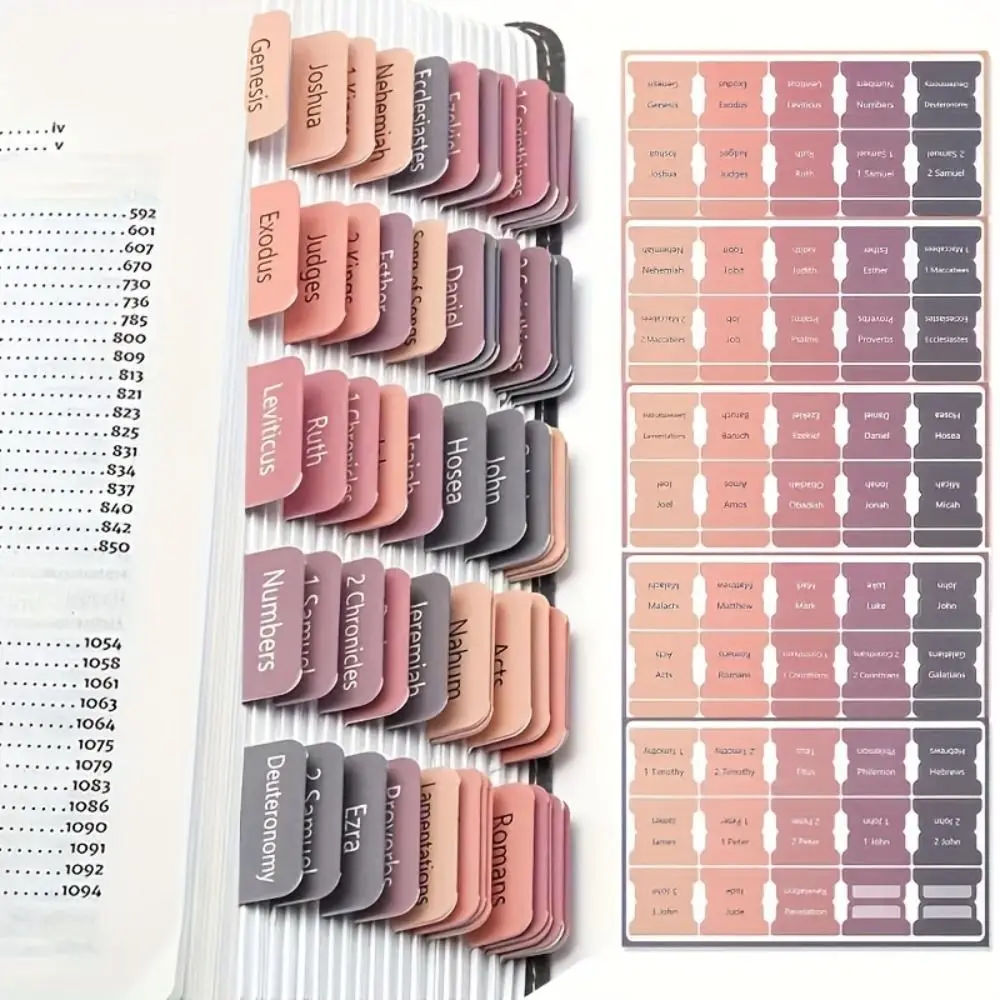 

5 sheet/set Sticky Notes Bible Index Tabs Morandi Boho Theme Laminated Bible Tabs Index Memo Pads Studying Bible