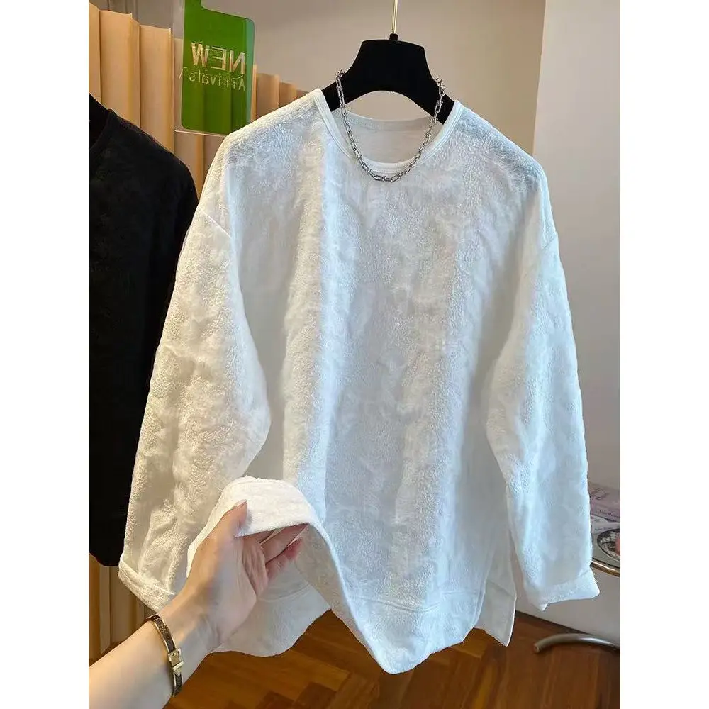 

Women's Autumn T-shirt Long Sleeve New Autumn Round Neck Hemp Split Top