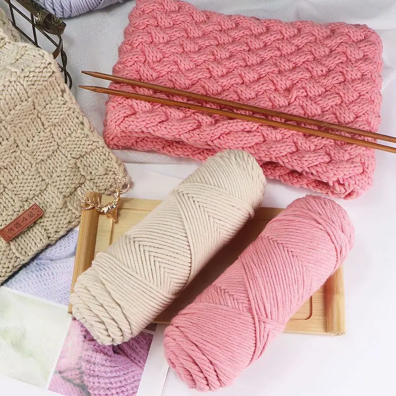 100g Pure Color Dyed Milk Cotton Baby Sweater Yarn 8-stands Knitting Scarf Medium Thick Handmade DIY Woven Crochet Thread