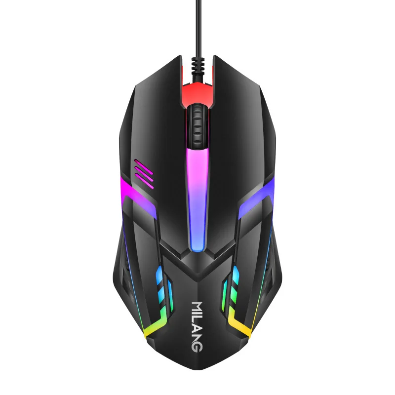 Wired Adjustable Programming Mouse Mini RGB Wired 1600 DPI Optical Ergonomics Mouse for Office Laptop Computer Notebook