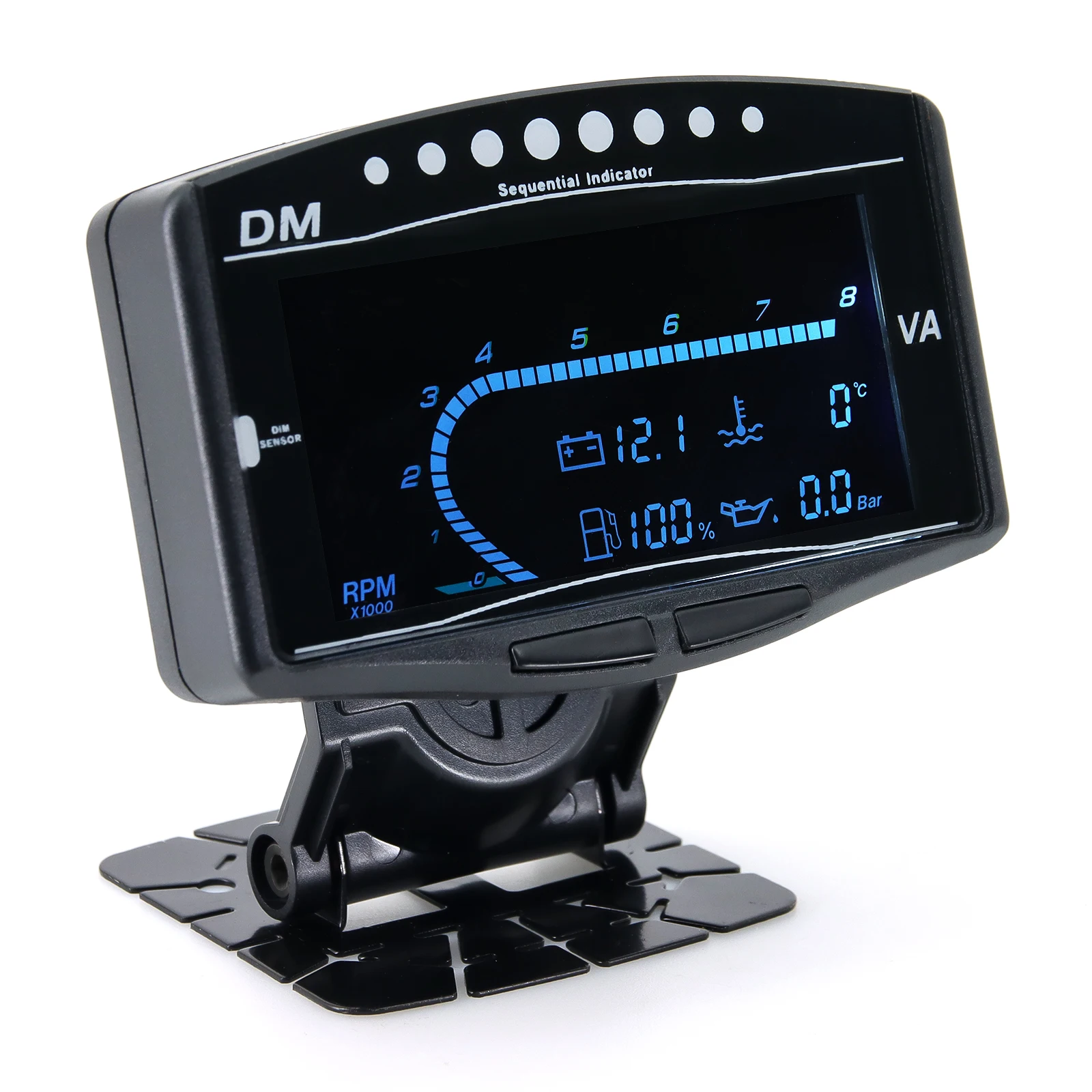 HD 5 IN 1 Car Oil Pressure + Water Temp +Fuel Gauge + Tachometer + Volt Voltmeter Digital LCD Car Truck Gauge 12V/24V