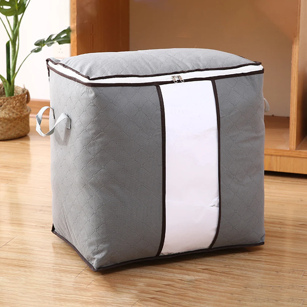 1PC Grey non-woven fabric clothing, cotton quilt storage bag, moisture-proof home storage, thick luggage packing bag