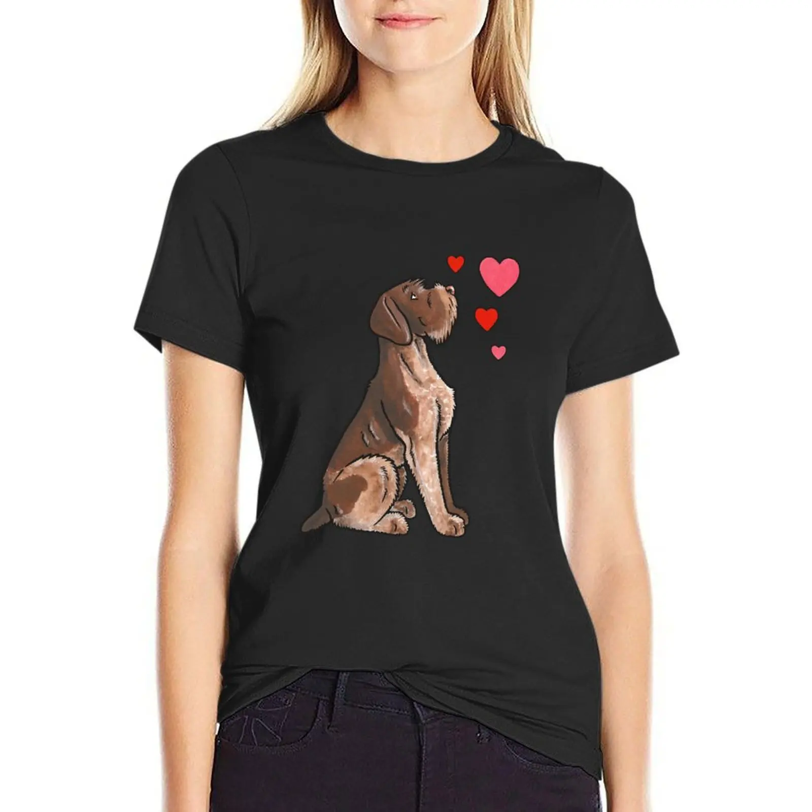 German Wirehaired Pointer love T-Shirt cute tops hippie clothes Female clothing western t-shirt dress for Women