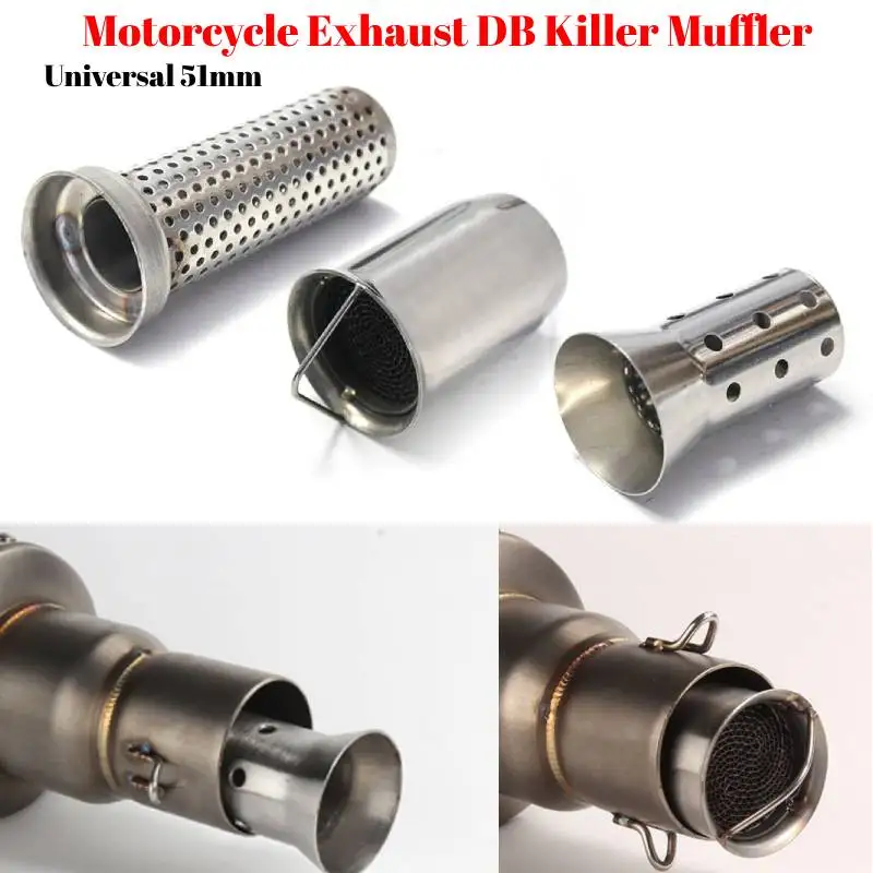 Universeller 51-mm-Motorrad-Auspuffschalldämpfer, abnehmbarer DB-Killer-Schallreduzierer für Honda Yamaha, Geräuscheliminator