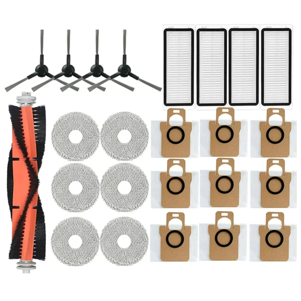 

A13G-24Pcs Replacement Spare Parts for Bot L30 Ultra Robot Vacuum Cleaner Main Side Brush, Filter, Mop Rag, Dust Bag-A