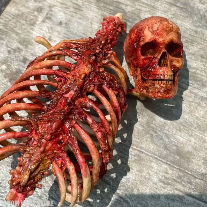 Gothic Blood Skull Decor for Action Figures 1:6 1:12 Scale Miniature Handmade Sculpture for Halloween Toy Pouch Home Decoration