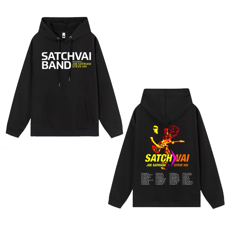 

JOE SATRIANI STEVEN VAI NEW BAND SATCHVAI Tour Hoodies Men's Womenl Hard Rock Band Cotton Vintage Cotton Hooded Streetwear